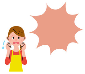怖い　吹き出し　女性　エプロン