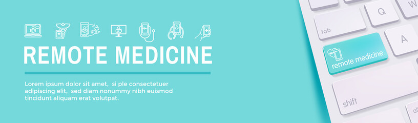 Telemedicine abstract idea with icons illustrating remote health and software