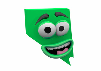 Nevada State Map Eyes Mouth Funny Cartoon Face 3d Illustration