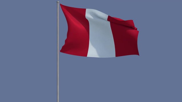 Flag of Peru waving in the wind. Loopable and with alpha channel embedded.