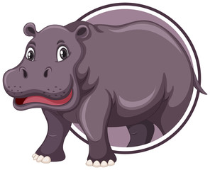Hippopotamus on sticker template