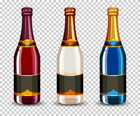 Set of champagne bottle