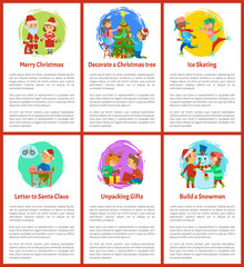 Obraz premium Merry Christmas Holidays, Winter Vacations Set