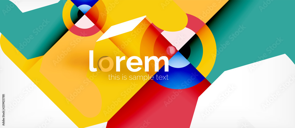 Wall mural geometric colorful shapes composition abstract background. minimal dynamic design