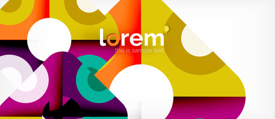 Geometric colorful shapes composition abstract background. Minimal dynamic design