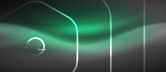 Black and glowing color lines neon design, magin techno template background