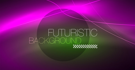 Neon glowing magic background, neon banner, night sky wallpaper. Magic light effect. Christmas abstract pattern.