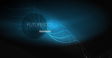 Neon lines wave background. Abstract composition