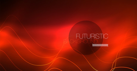 Neon lines wave background. Abstract composition