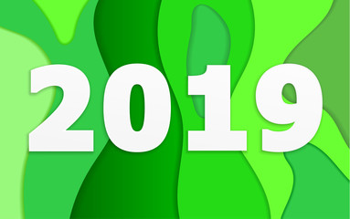 abstract 2019 with green layers background