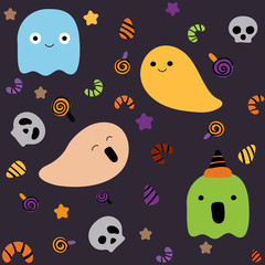 Cute halloween seamless pattern hand drawn style.