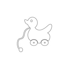 duck on wheels. Toy element icon. Premium quality graphic design icon. Baby Signs, outline symbols collection icon for websites, web design, mobile app on white background