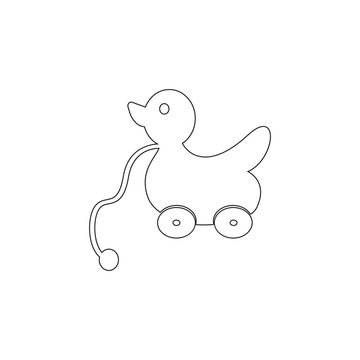 duck on wheels. Toy element icon. Premium quality graphic design icon. Baby Signs, outline symbols collection icon for websites, web design, mobile app on white background