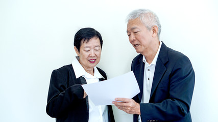 Asian elderly couple life and business partner