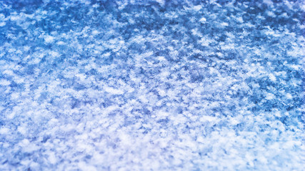 Fresh Snow Texture Background, Natural Snowflakes Pattern with Copy Space. Blue Tone Coloring. Winter Season, Weather Forecast, Climate Change, Greeting Card Image.