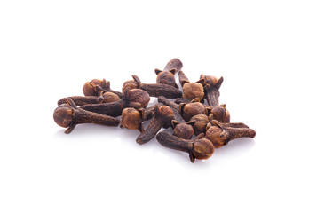 dry cloves on white background