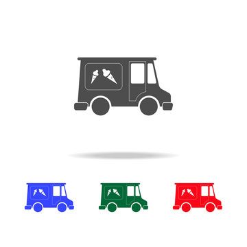 Ice cream mobile shop truck  icons. Elements of transport element in multi colored icons. Premium quality graphic design icon. Simple icon for websites, web design