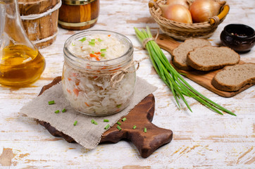 Traditional sauerkraut with carrots