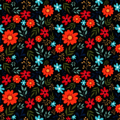 colorful cute floral flower seamless pattern design