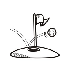 golf balls and holes hand drawn sketch