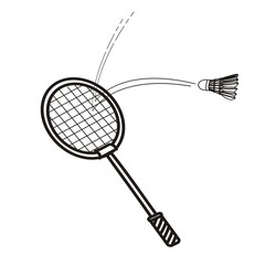 playing badminton hand drawn sketch