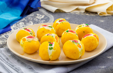 Indian Delicious Bengali Sweet Food Also Know as Bangla Sweet or Bengali Dessert Made From Syrup, Cream, Milk, Khoya or Flavour