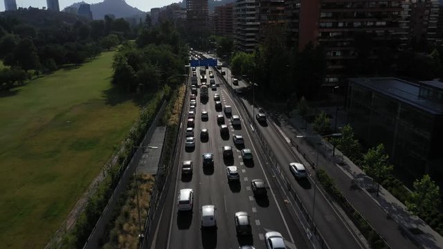 Traffic jam drone shot