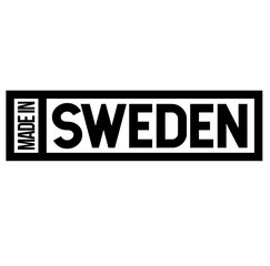 Made in Sweden label on white