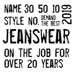Denim label typographic elements