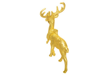 Golden deer Christmas toy isolated on white background