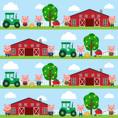 pig and barn seamless