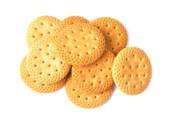 crackers or biscuits on white background