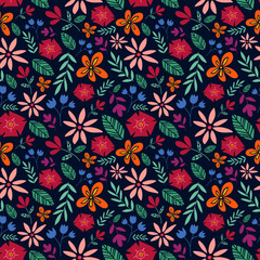 colorful flower floral seamless pattern design