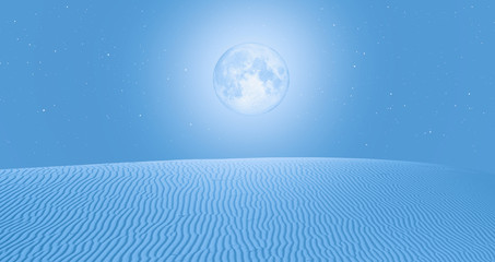 Night sky with blue moon in the clouds with desert (sand dune)"Elements of this image furnished by NASA