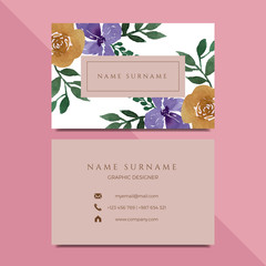 creative watercolor floral business card template design