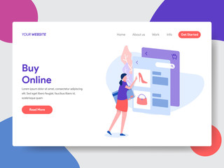 Landing page template of Online Shopping. Modern flat design concept of web page design for website and mobile website.Vector illustration