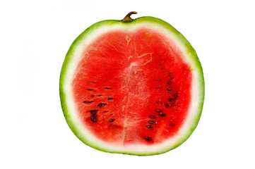Half juicy watermelon on a white background