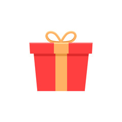 Red gift box. Vector flat icon illustration for birthday, christmas, promotions, contests, marketing, giveaways, enter to win marketing strategies