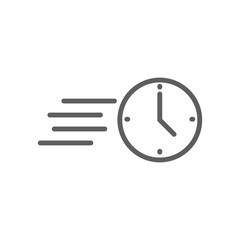 Trendy thin line fast clock icon. Vector illustration for concepts of time, fast delivery, express service, deadline etc