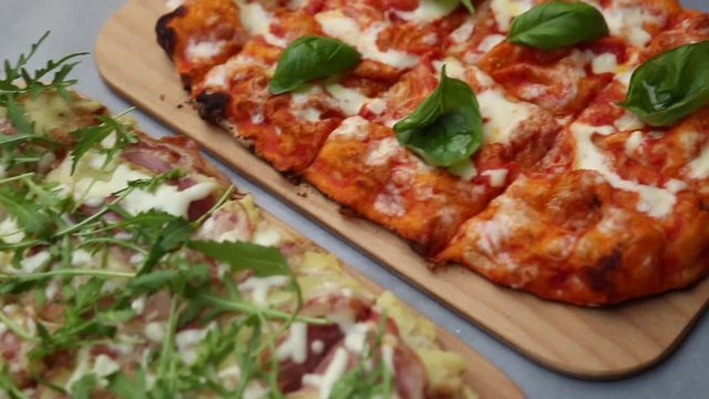 Italian pizza made by the original recipe from Rome (pinsa)