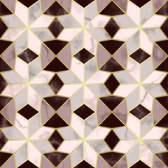 Keuken spatwand met foto Luxury Marble Mosaic Star Tile Seamless Pattern © kronalux