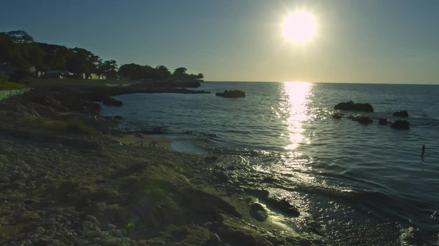 Sunset on Caribbean Sea on city of Trinidad Cuba, sunset, waves, caribbean sea
