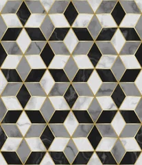 Deurstickers Luxury Marble Mosaic Star Tile Seamless Pattern © kronalux
