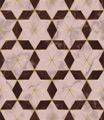 Deurstickers Luxury Marble Mosaic Star Tile Seamless Pattern © kronalux