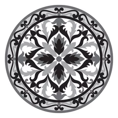 Tuinposter Vector Mosaic Classic Floral Black and White Medallion © kronalux