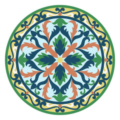 Vector Mosaic Classic and Floral Round Medallion