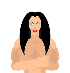 Strong woman Beautiful portrait. Female face isolated. Vector