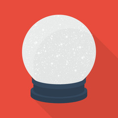 snow globe icon in flat style with long shadow, isolated vector illustration on red transparent background