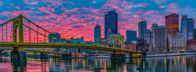 Foto op Canvas Good morning Pittsburgh Panorama from the North Shore © Allan