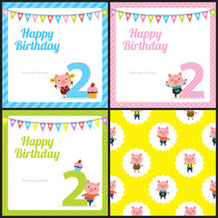 Birthday card with cute pig